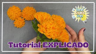 Cómo hacer flor de cempasuchil con limpiapipas TUTORIAL COMPLETO Y EXPLICADO [upl. by Leatrice]