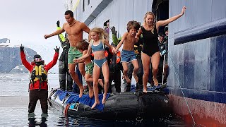 FAMILY OF 5 DOES FREEZING COLD POLAR PLUNGE IN ANTARCTICA Part 3 of 3  Antarctica with Little Kids [upl. by Atnomed200]