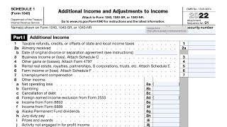 IRS Schedule 1 walkthrough Additional Income amp Adjustments to Income [upl. by Sacken]