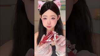 Sweet dessert Strawberry crepe cake asmr eating mukbang food shorts eating dessert [upl. by Aneres]