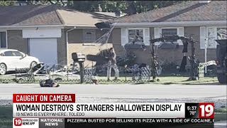 Ohio woman destroys 1000 worth of strangers Halloween decorations [upl. by Attezi]