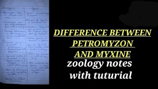 DIFFERENCE BETWEEN PETROMYZON AND MYXINE IN HINDI petromyzon myxine zoologynotes bsc1styearzoolg [upl. by Reivazx]