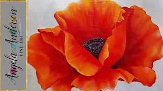 RED POPPY Acrylic Painting Georgia OKeeffe Inspired Tutorial LIVE Beginner Blending Lesson [upl. by Noyk]