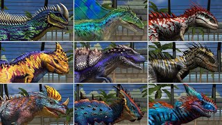 ALL HYBRID CARNIVORE DINOSAURS All Max Level 40  Jurassic World The Game  Indominus Rex Gen 2 [upl. by Irrahs]