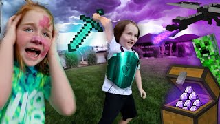 ADLEY amp NiKO play MiNECRAFT in Real Life Saving Nikos 5th Birthday Party from an Ender Dragon irl [upl. by Elesig]