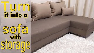 Turn an Ordinary Sofa into a Sofa with Storage  No Power Tools  IKEA SKUBB amp JYSK HAMPEN Sofa Bed [upl. by Cuttler]