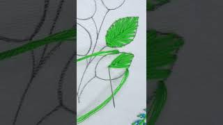 Simple leaf hand embroidery tutorial for beginners part2 shorts trending embroidery art [upl. by Richie652]