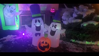 Halloween Inflatables display 2023  Night time Skeletally Boo [upl. by Emearg265]