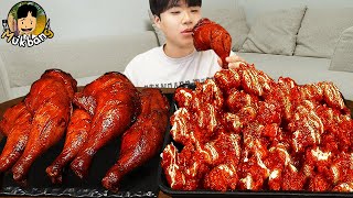 ASMR MUKBANG 슈프림 양념 치킨먹방 BBQ 자메이카 통다리 짜파게티 먹방 amp 레시피 FRIED CHICKEN EATING SOUND [upl. by Alrahs]