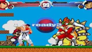 Ryu amp Super Mario vs Vega amp Bowser MUGEN Battle [upl. by Arissa]