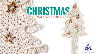 Macrame Christmas Tree  WALL HANGING  Tutorial  Pattern 1 [upl. by Nemajneb]