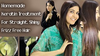 Homemade Keratin Treatment For Straight Shiny Frizz Free Hair In 1 useDIY  Ghazal Siddique [upl. by Ynneg]