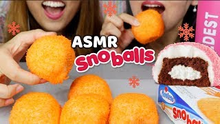 ASMR EATING CHOCOLATE MARSHMALLOW CAKES SNOBALLS  KimampLiz ASMR [upl. by Ygiaf328]