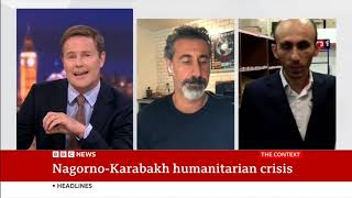 BBC World News  The Context  Serj Tankians amp Artak Beglaryans interview on the Artsakh blockade [upl. by Ydnec]