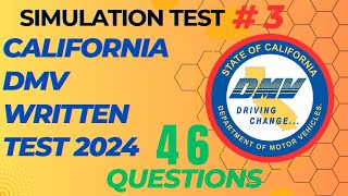 California DMV Simulation Real Test 2024  SET 3  46 questions  DMV Permit Practice Test 2024 [upl. by Odrareve447]