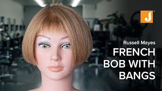 Womens French Bob Haircut with Bangs  Full Tutorial [upl. by Sigfried]