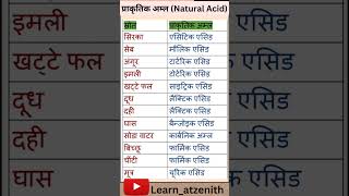 प्राकृतिक अम्ल natural acid😍💥generalstudy [upl. by Maag]