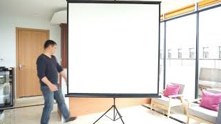 Tripod Screen Projektor 96 inci Murah Merk World [upl. by Ynnub14]