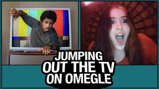 JUMPING OUT THE TV on OMEGLE [upl. by Eleumas112]