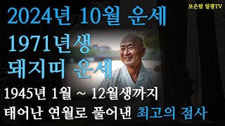 1971년생의 2024년 10월 돼지띠운세 돼지띠 10월운세 최고의 점사 [upl. by Yorick134]