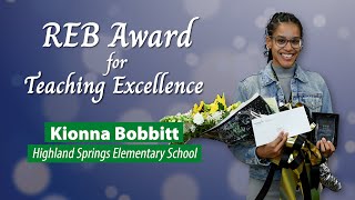 2024 HCPS REB Award for Teaching ExcellenceKionna Bobbitt [upl. by Seligmann]