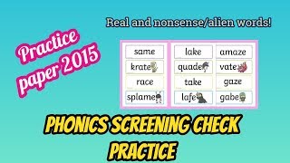 Phonics screening check practice  real and alien  nonsense words phase 25 [upl. by Anwat]