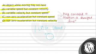 An object while moving may not have A variable speed but constant velocity B variable veloci [upl. by Ennaihs]