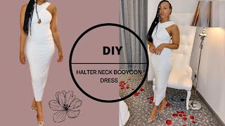 DIY HALTER NECK WRAP DRESS  HOW TO SEW A HALTER NECK BODYCON DRESS [upl. by Williamsen]