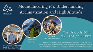 Mountaineering 101 High Altitude amp Acclimatization  CTSS Webinar [upl. by Nylynnej227]