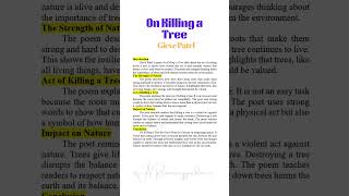 On Killing a Tree  Gieve Patel Instant Essay for Exam success drrajalakshmialagumalai trending [upl. by Lotsirk376]