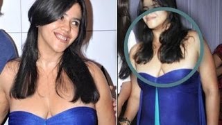 Ekta Kapoor Hot Cleavage Show At Lootera Success Party [upl. by Aljan809]