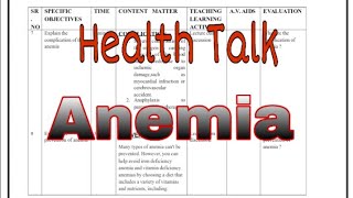 Health Talk on AnaemiaLesson PlanClass Presentation [upl. by Adelpho]