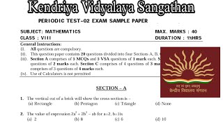 Class8 Maths Sample PT2 Exam Question Paper Explained by KV Teacher For kendriya vidyalaya student [upl. by Akinuahs887]