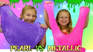 PEARL Slime vs METALLIC Slime Challenge DIY Viral Slimes Tested [upl. by Roxy]