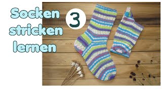 Socken stricken lernen TEIL 3 von 5  Maschenaufnahme nach der Ferse [upl. by Beutler]