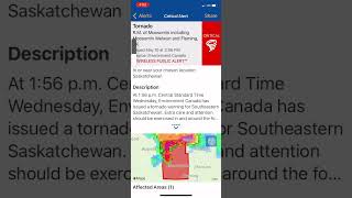 RM of Moosomin Saskatchewan tornado warningfirst tornado warning for 2023 [upl. by Melisse668]