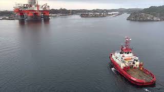 OIL RIG NORWAY   bringing semi sub oil rig into dry dock [upl. by Einnoj711]