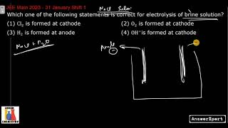 Which one of the following statements is correct for electrolysis of brine solution [upl. by Scholz]