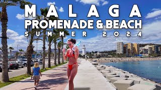 Malaga City Promenade and Beach Spain Hot Summer 2024 June Update Malagueta  Andalucía 4K [upl. by Bratton108]