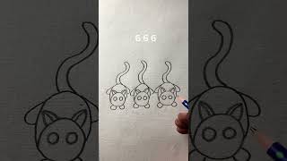 How to draw cats with numbers 6 6 6 [upl. by Nnyliram432]