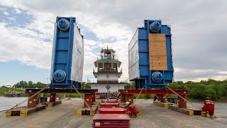 HRSG Module Barge Load Out  Tulsa Port of Catoosa [upl. by Henri]