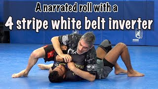 Rolling with a 4 stripe white belt who likes to invert [upl. by Naerad]