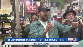 Jason Momoa Promotes Vodka In San Diego [upl. by Adnohsad516]