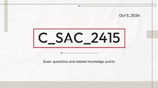 CSAC2415 SAP Analytics Cloud Exam Sample Questions amp Key Knowledge [upl. by Sylram]