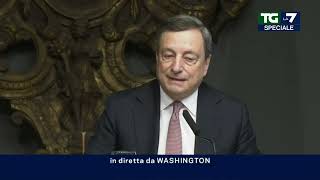 Ucraina Mario Draghi quotNon cè più un Golia la Russia si è dimostrata una potenza non [upl. by Nediarb340]