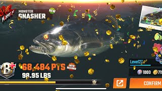 Catching GNASHER The Largemouth Bass KING fishing videogames fishingmaster [upl. by Ertnod]