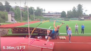 536m  17quot7 pole vault PB Sondre [upl. by Mcquade]