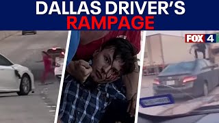 Knifewielding attacker stabs 1 hits 2 others with car on Dallas interstate [upl. by Asilec]