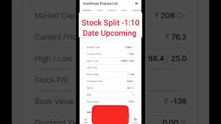 Vardhman Polytex Ltd Stock SPLIT 110 ex Date or Record Date Upcoming [upl. by Brianne]