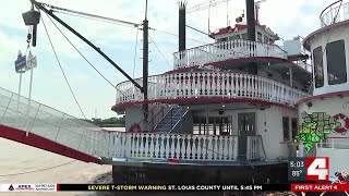 High river levels keep Riverboat Cruises docked near Arch as US Coast Guard restricts river usage [upl. by Tildi]